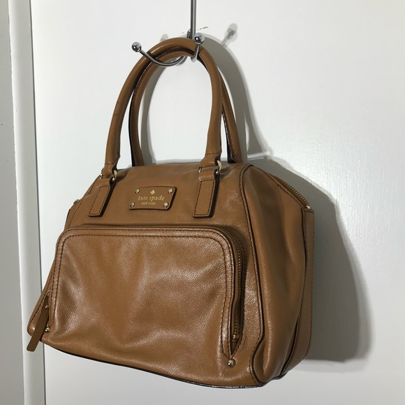 Kate Spade New York Tote Bag Purse Cognac Brown Leather Handbag with dust bag - Picture 4 of 16